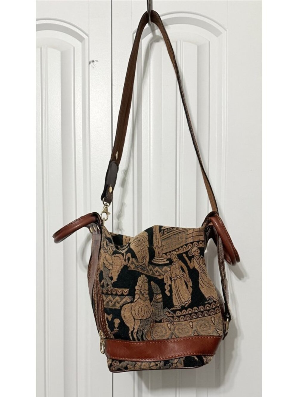 Tapestry Purse Shoulder Bag Small Satchel Italian Tapestry Roman